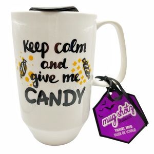 🆕 Mug Shots Keep Calm & Give Me Candy Travel Mug